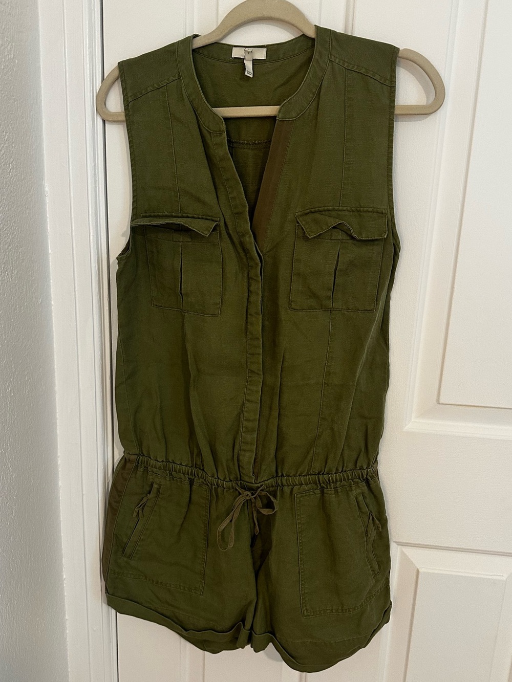 Joie olive green sleeveless utility romper